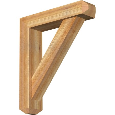 Traditional Craftsman Rough Sawn Bracket W/ Offset Brace, Western Red Cedar, 6W X 26D X 30H